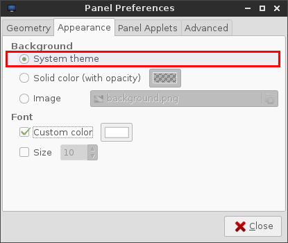 lxpanelSystemtheme